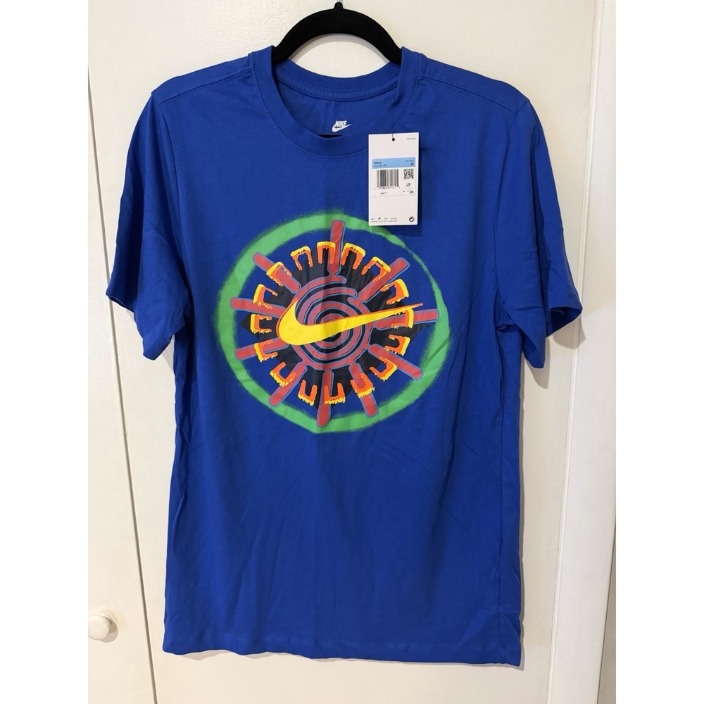 Nike Air Blue OC Festival T-Shirt Yellow Swoosh Tie Dye Green Orange Medium Mens